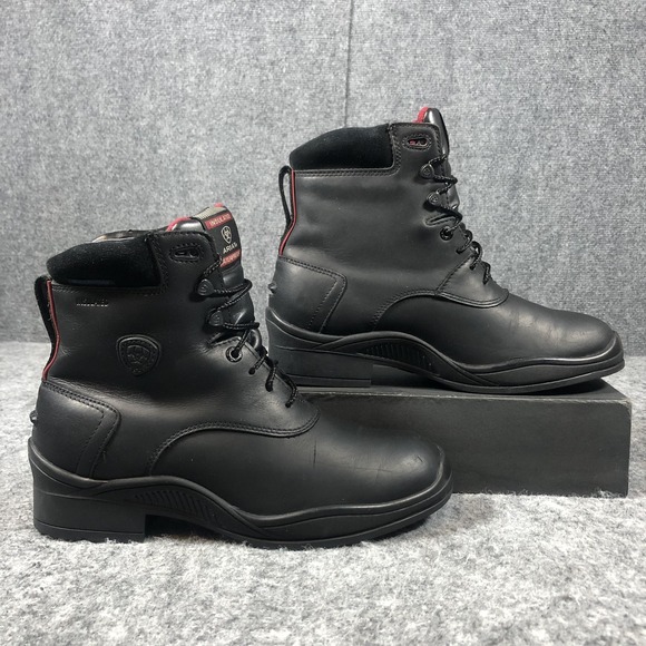 Ariat Insulated Waterproof Boots Womens 7.5 Black Leather Ankle Riding 10016383 - Picture 2 of 16
